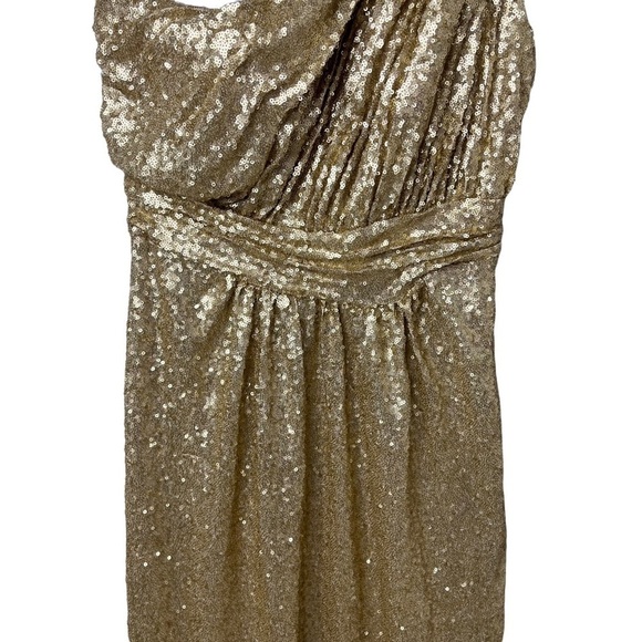 Revelry Starla Sequin Dress One Shoulder Gold Size 8 Bridesmaid Prom 2436 R - Picture 6 of 13